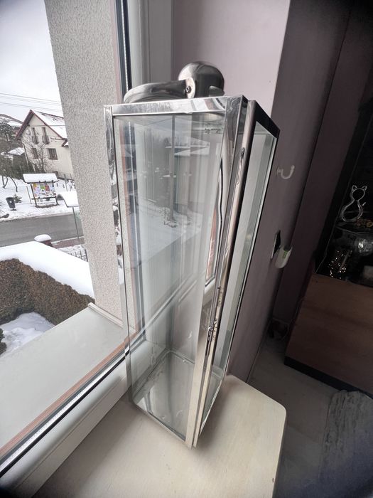 Srebrna latarnia lampion chrom glamour h=64 cm