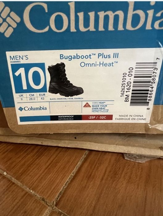 Нові зимові водонепронекні ботінкі  КОЛАМБІЯ ,43 розмір, і 28 см по ус