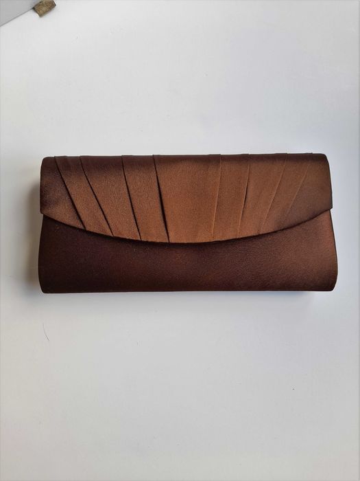 Mala clutch castanha de casamento, bolsa pochette de festa
