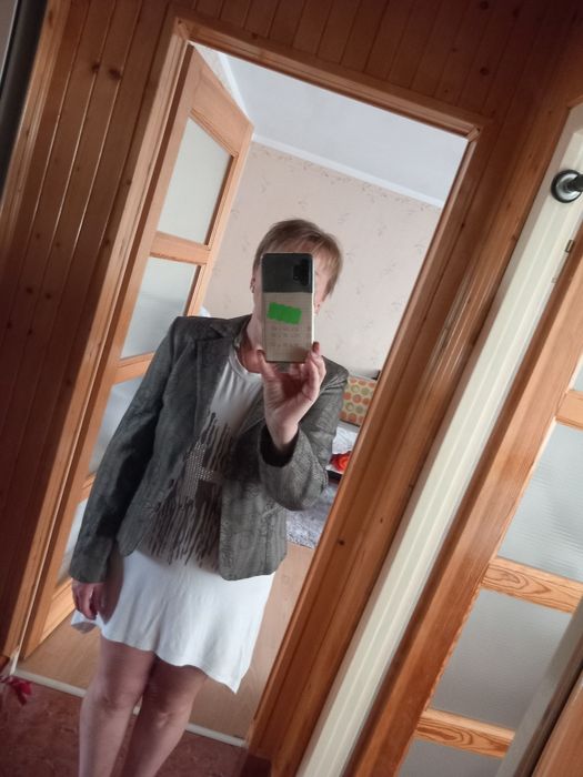 Żakiet 36 damski print kwiaty