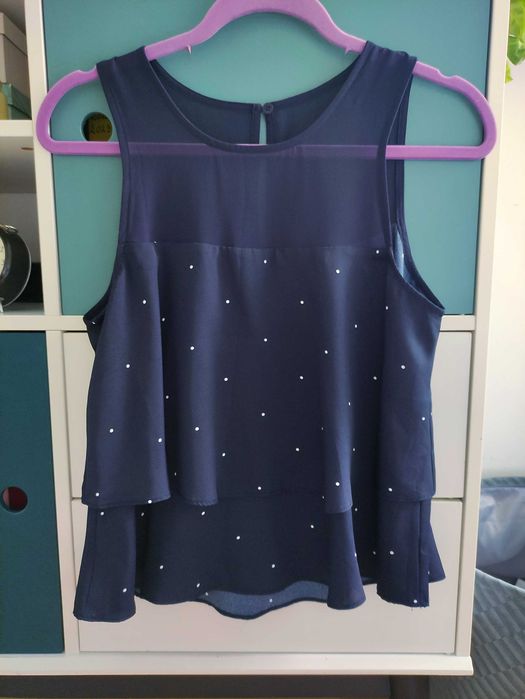 Granatowy top kropki grochy Mango rozm. 36 ideał