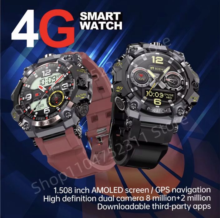 Smartwatch Q668 4G e 5G Slot para cartão SIM; GPS; 4gb ram 64gb memória. NOVO