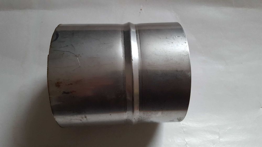 Rura z kwasówki stali fi 120 mm, długość 130 mm i uszczelniacz kominka