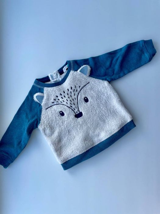 Теплий светр для малюка з лисичкою, синій, розмір 3 місяці