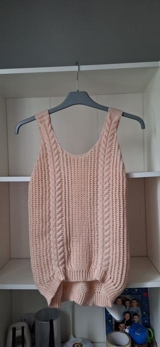 Top dziergany sweterek bluzka na ramiączkach damska M/L Barbie