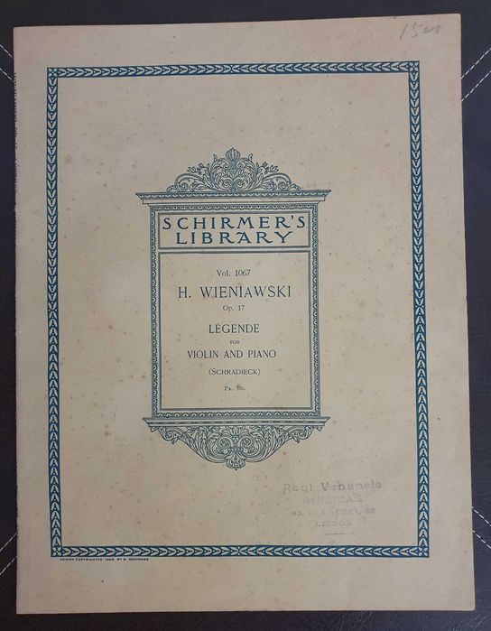 Partitura Musical Séc. XIX: H. Wieniawski - Schradieck, New York, 1896