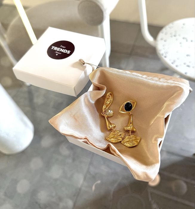 Сережки Schiaparelli з гравіюванням золоті вінтаж позолота 18k