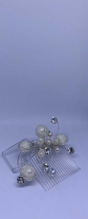 nowa ślubna ozdoba vintage grzebyk stroik perły panna młoda elegancja