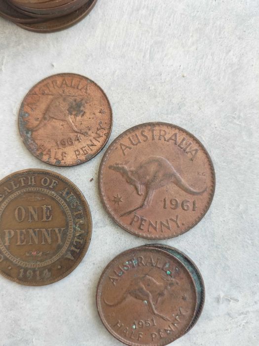 Lote 48 Moedas Antigas Austrália (Inc. Penny 1912, 1913, 1914, 1919) – Pré-Decimal