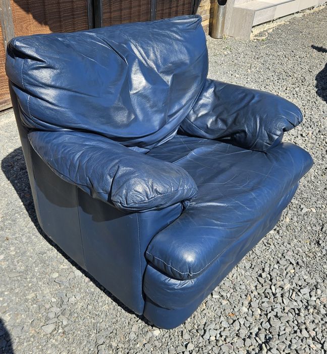 Шкіряний диван (комплек 3+2+1) . Колір синій