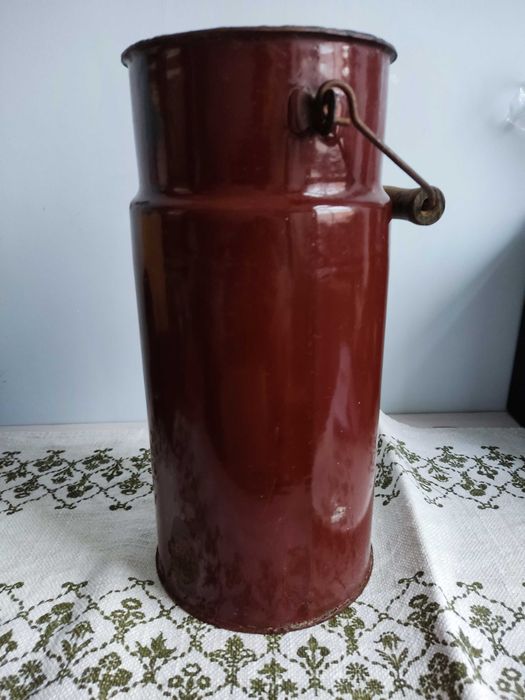 Kanka, bańka emaliowana brązowa na mleko 5l.