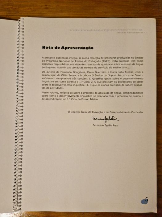 PNEP - O Conhecimento da Língua: Percursos de Desenvolvimento