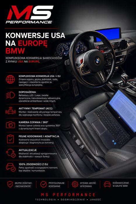 Przeróbka Konwersja Kodowanie BMW z USA na Europę G01 G05 G11 G20 G30