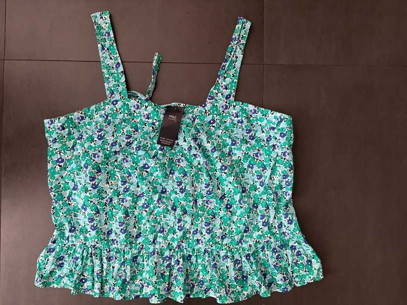 4XL / 3XL XXXL 20 48 romantyczny top bluzka na ramiączkach kwiatuszki | letnia bluzeczka dla puszystej pani | oddychająca tkanina = bawełna