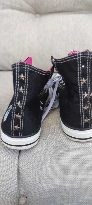 Czarne trampki na koturnie Nylon Red
