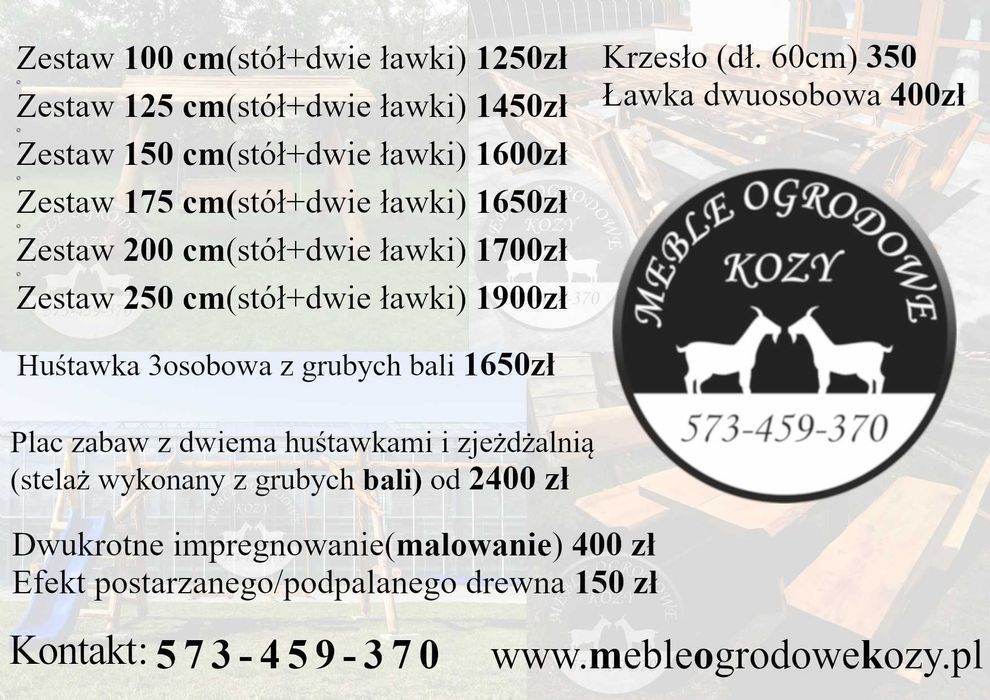 Meble ogrodowe drewniane góralskie biesiadne LITE DREWNO