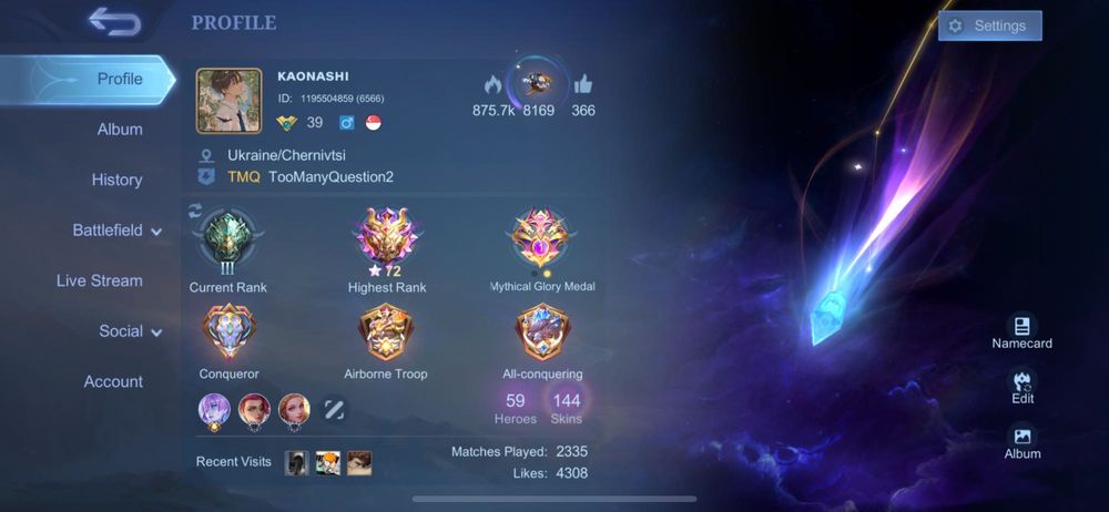 Аккаунт mlbb 144 скіни , всі скіни на селену окрім abyss , коф госен