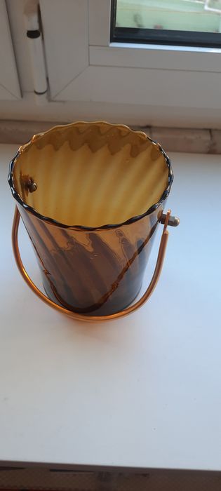 Balde de gelo vintage vidro castanho