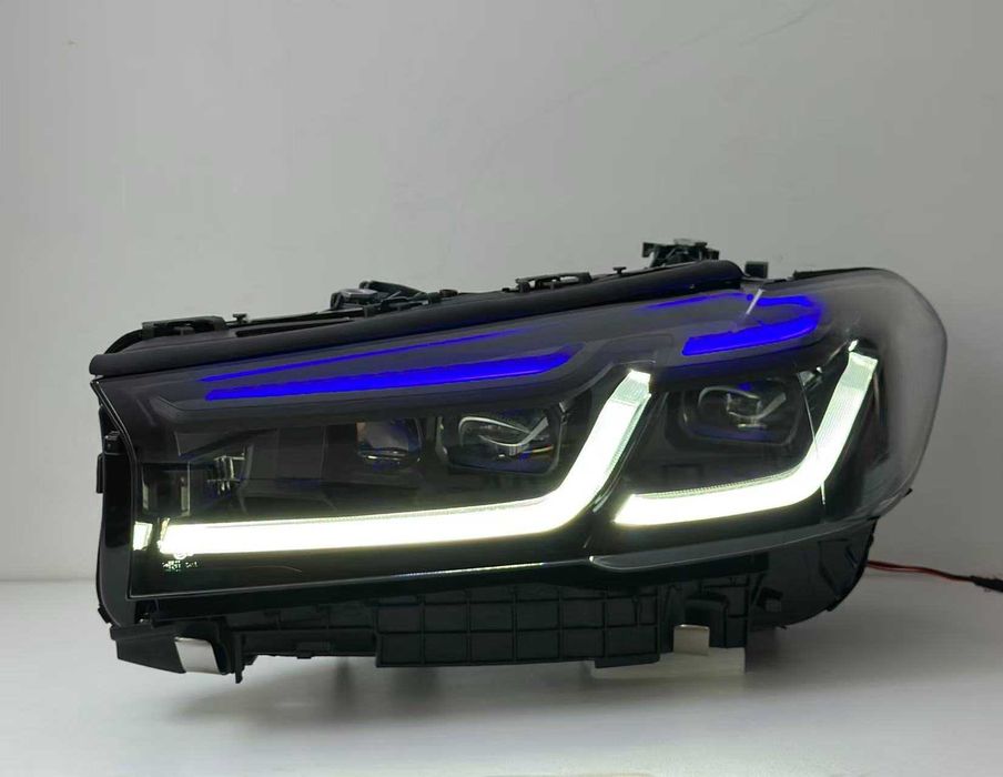 Фари BMW G30 G31 G38 стиль LCI Shadow Line з жовтим ДХО Г30 Г31 Г38