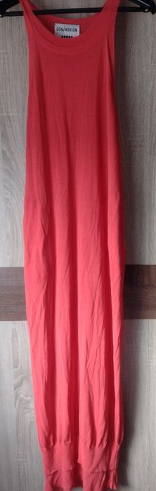 Confashion sukienka koralowa maxi oryginalna efektowna M