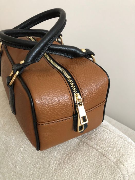 Torebka skóra naturalna camel czarny nowa premium kuferek jamnik