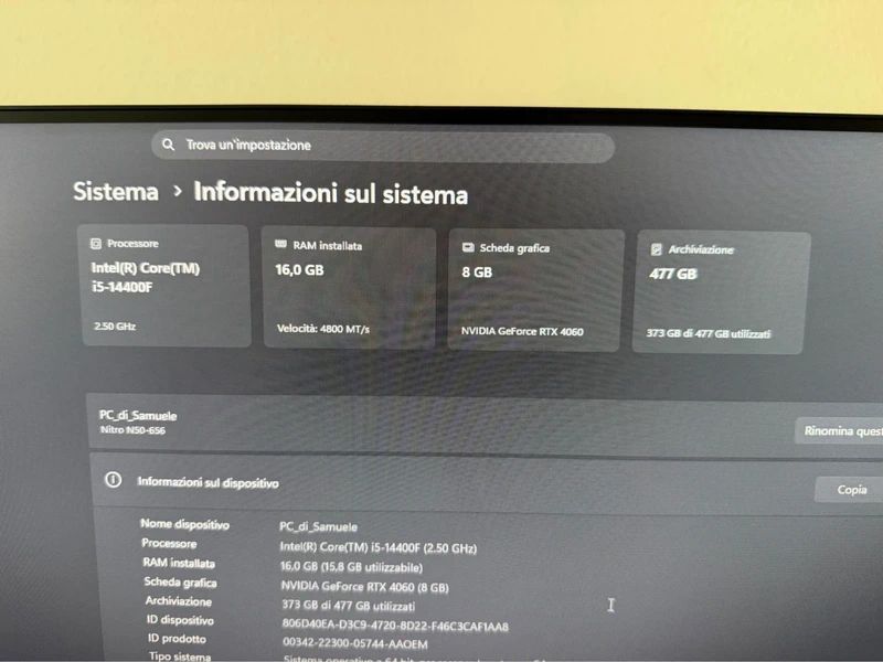 Acer Nitro N50-656 PC Gaming i5 14400F RTX 4060 16GB RAM