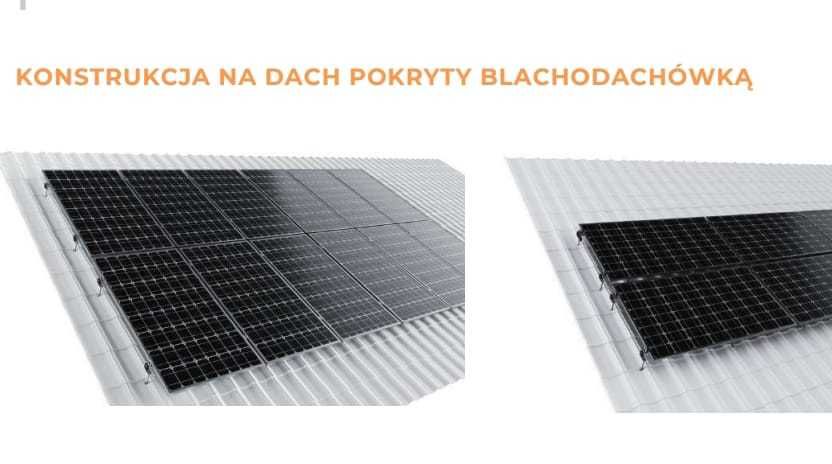 Konstrukcje dachowe PV typy blachodachówka trapez Vario balast