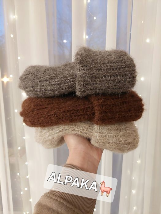 Czapka podwójna alpaka jedwab ciemny szary grafit  handmade