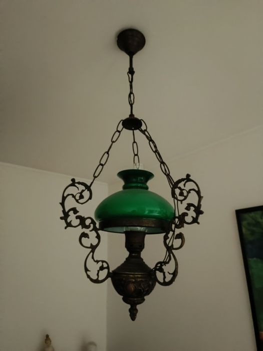 Candeeiro de tecto verde opalino