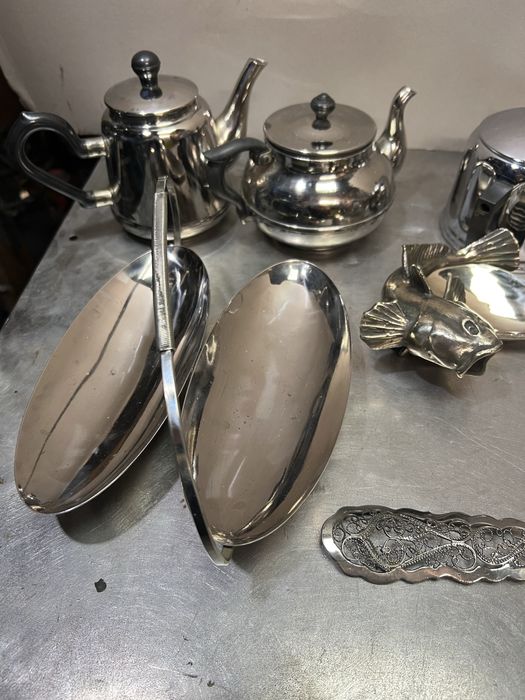 Старинные подсвечники подстаканики тарелки