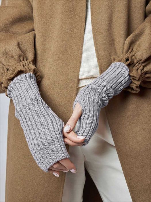 Митенки в рубчик білі гетри на руки чорні рукава окремі рукавиці