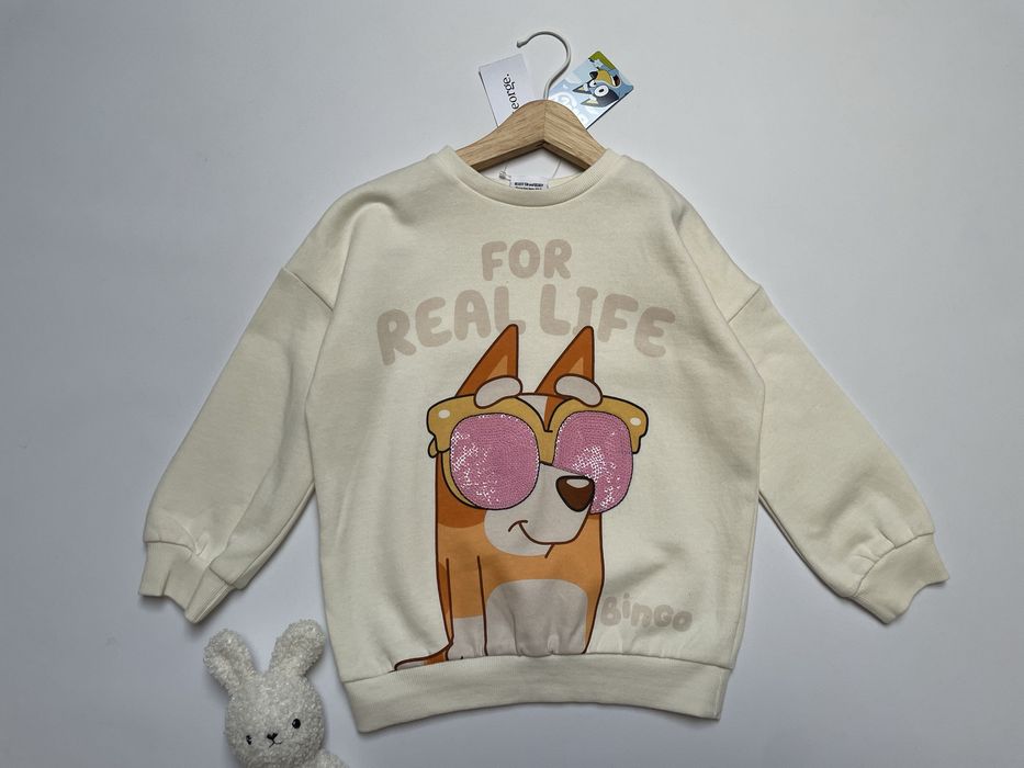 104 110 George Bluey kremowa jasna bluza dresowa z cekinami ciepła UK