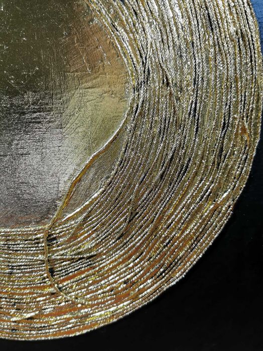 Сучасна картина  на холсті 40×40 см Точка відліку Золоте коло