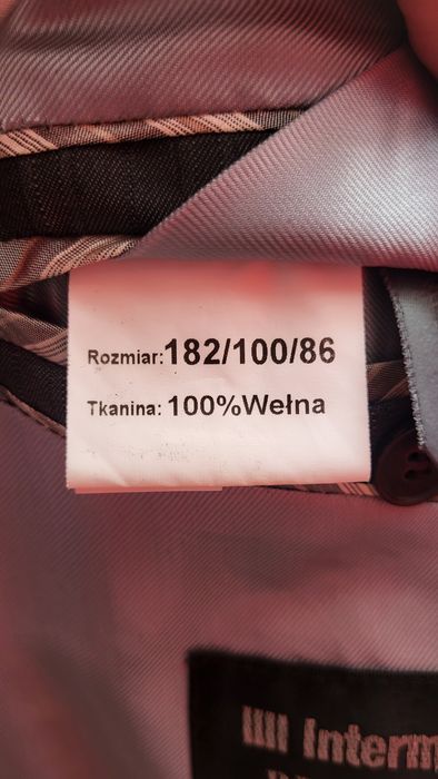Garnitur męski 100% wełna Rozmiar 182/100/86