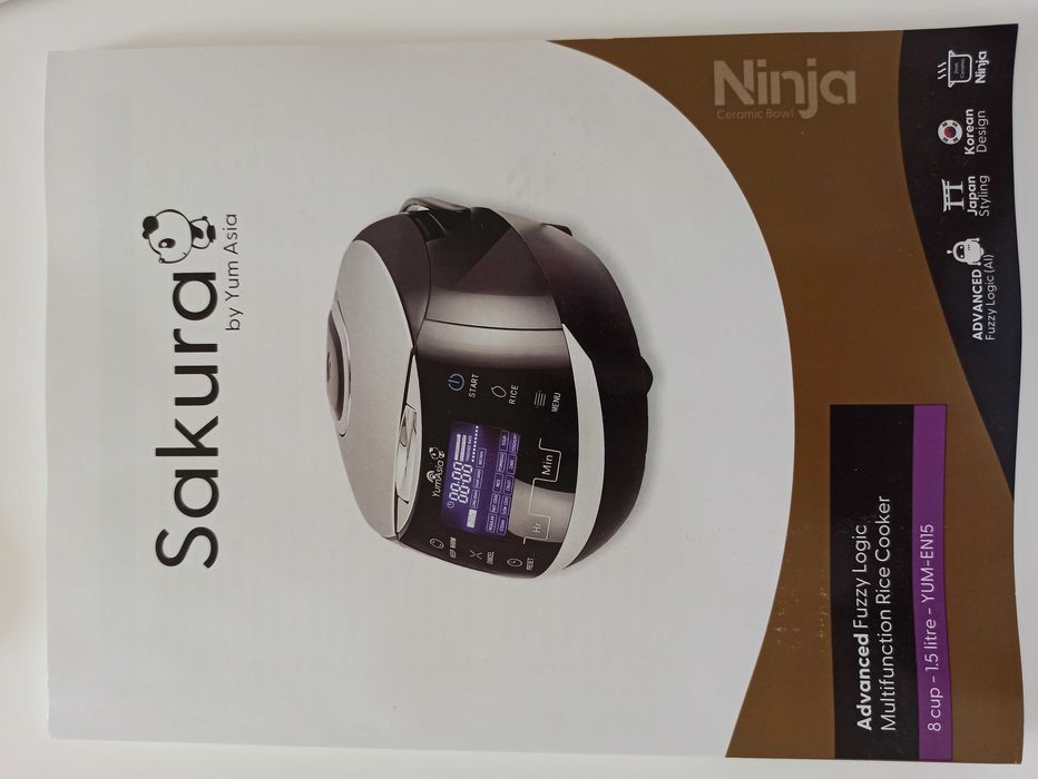 Sakura Ninja Rice Steam Cooker YUM-EN15/EN15W 1.5L Ceramic Bowl Excelente estado! Grande Oportunidade!