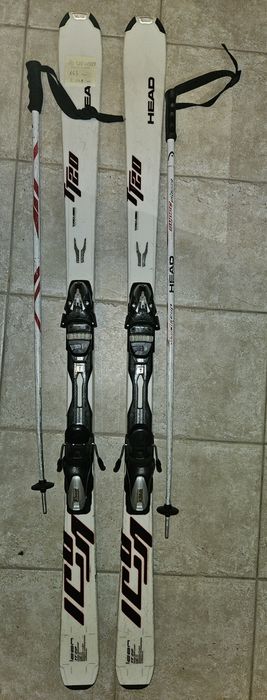 Narty zjazdowe Head i.C. TT20 (z serii Worldcup / Intelligence) 163 cm R 14.1; wiązania Head 11, kijki Head 110 cm.