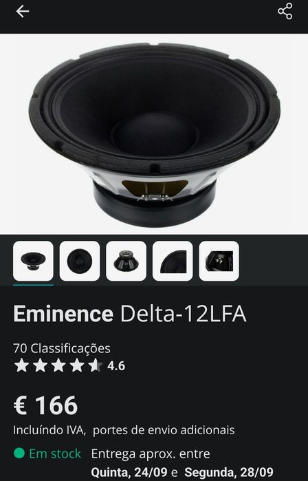 Coluna para Baixo com Eminence delta LFA 12" 500w 8 ohm  + caixa extra