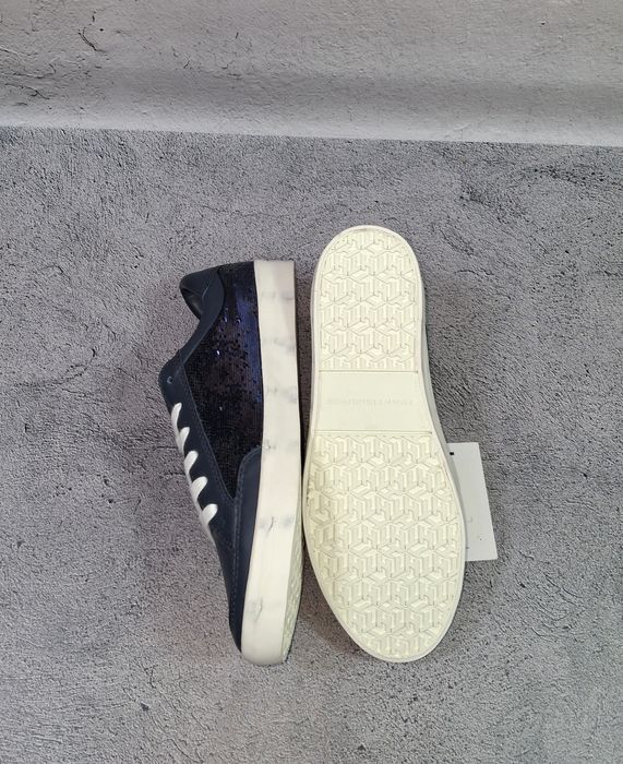 Кеды Tommy Hilfiger с паетками синие кожаные женские кроссовки