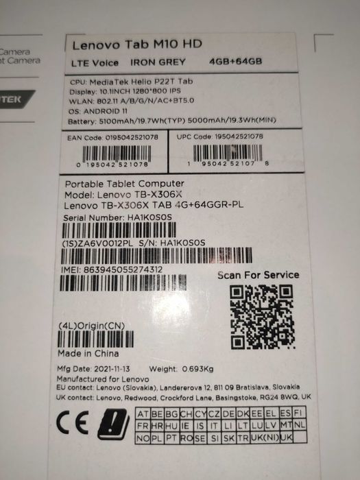 Tablet Lenowo 4/64 LTE SIM etui podstawka ładowania