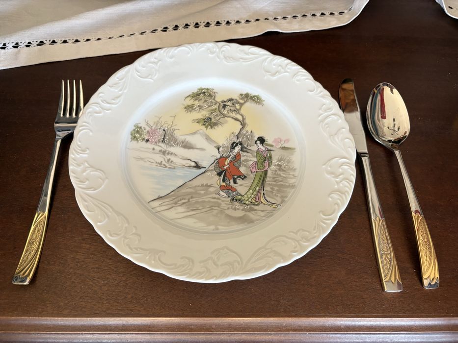 Faqueiro para 12 pessoas completo banhado a ouro