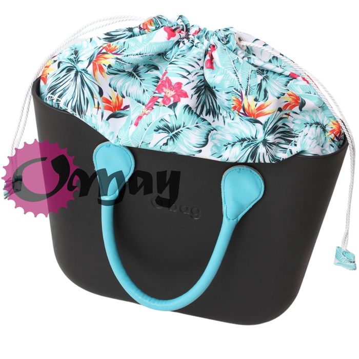 organizer OBAG MINI worek liście róż turkus 2 kieszenie komin OMAY