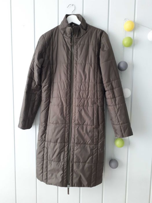 Płaszcz płaszczyk długi pikowany khaki s ciepły