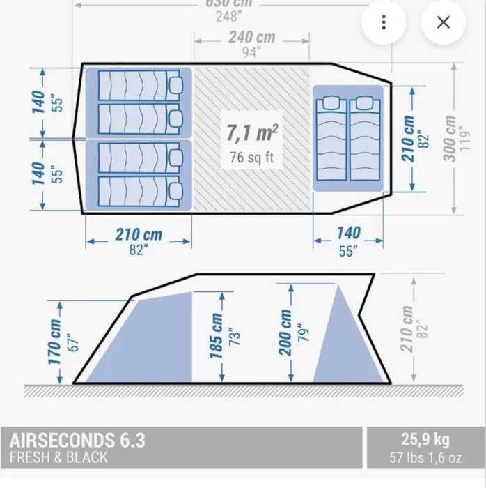 Tenda Quechua 6.3 Fresh & Black
