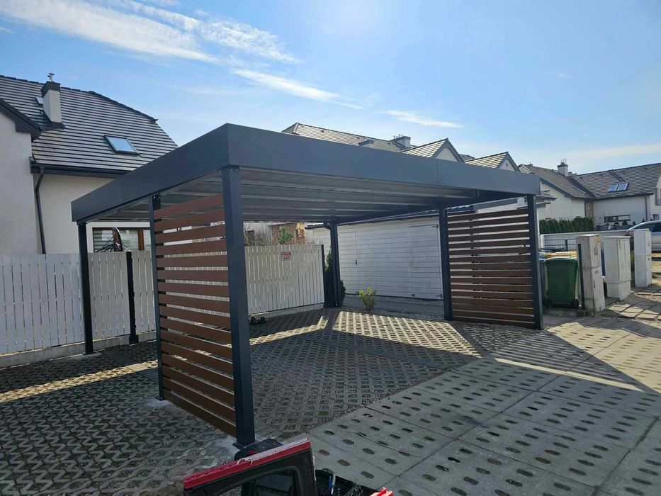 WIATA Garażowa Samochodowa na 2-Auta ze 2 ściankami  CARPORT