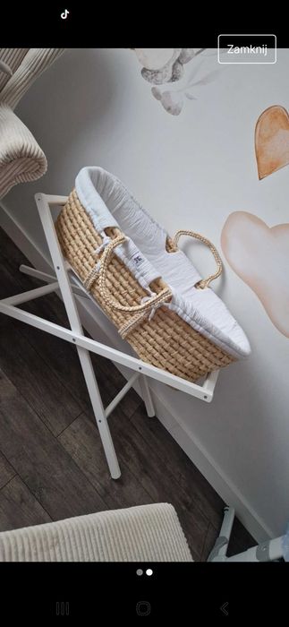 Kosz mojżesza ze stelażem bell amy wiklinowy kosz dla niemowlaka