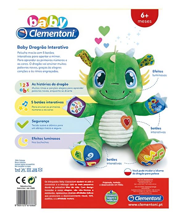 Peluche Baby Dragão Interativo Clementoni