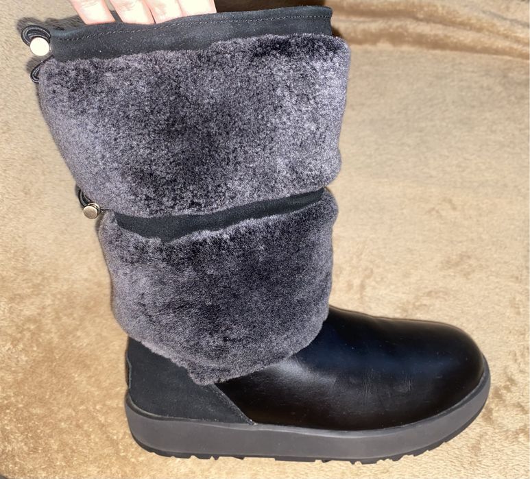Ugg Vibram зимові високі шкіряні чоботи 38 р