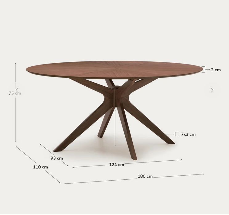 Mesa jantar ouval em nogueira cadeiras a parte
