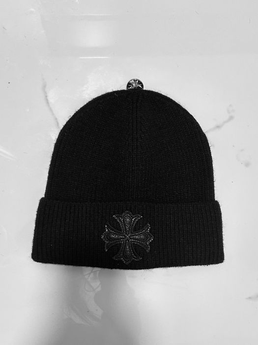 Gorro Chrome Hearts Leather Cross Patch Beanie (Preto / Prata 925)