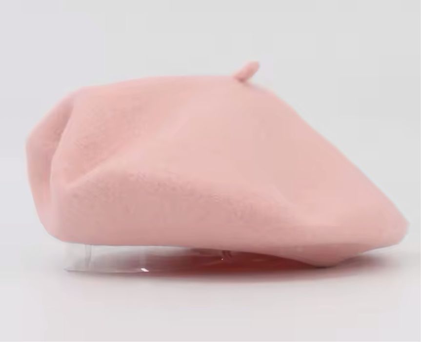 Французький берет, вовна, світло рожевий